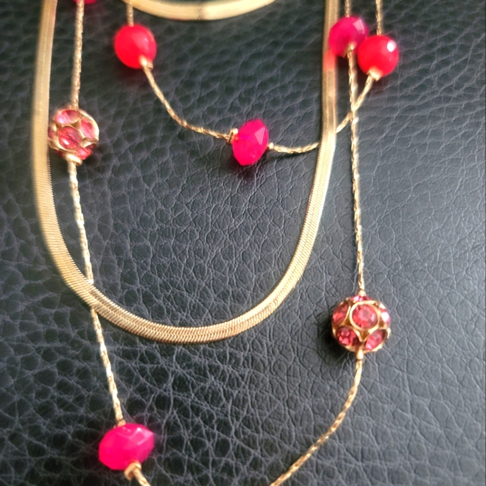 Layered Pink Gold Necklace